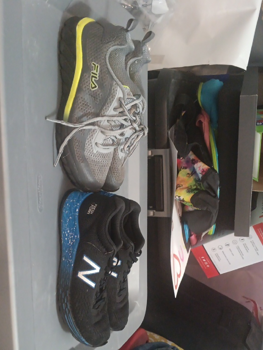 Fila Gray Sneakers And New Balance Black Sneakers